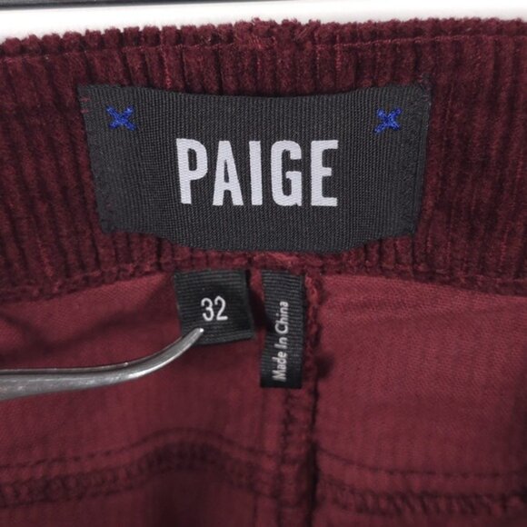PAIGE Women’s Hoxton Ankle Corduroy Pants Burgundy Stretch 1767D66-5171 Size 32 - Picture 5 of 15